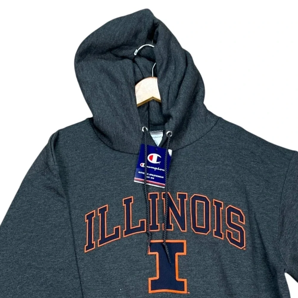 University of Illinois Fighting Illini Champion Hoodie Mens M Gray Fleece NCAA - Picture 2 of 14